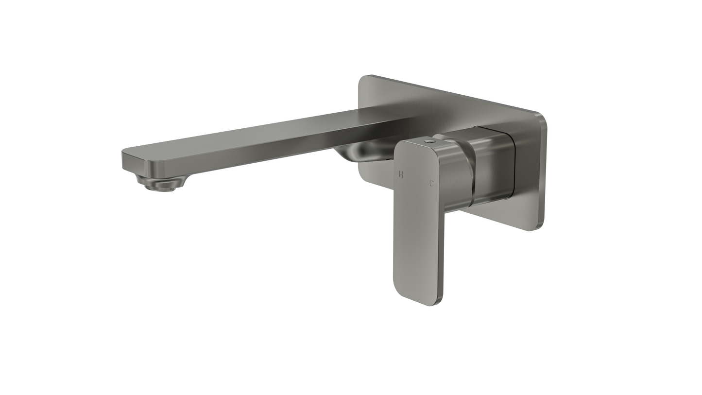 Zia 1-Plate Wall Basin or Bath Mixer Trim Kit - Gunmetal