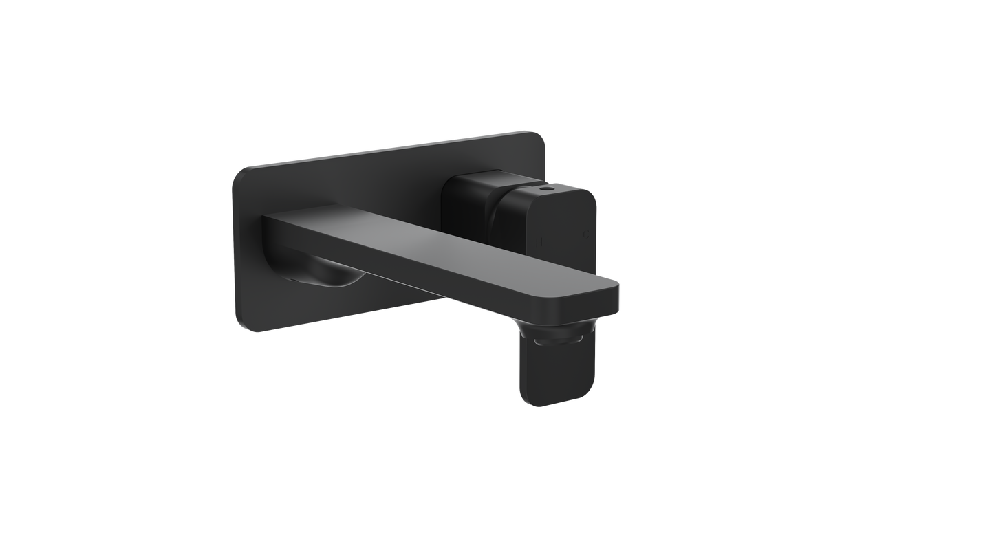 Zia 1-Plate Wall Basin or Bath Mixer Trim Kit - Matte Black