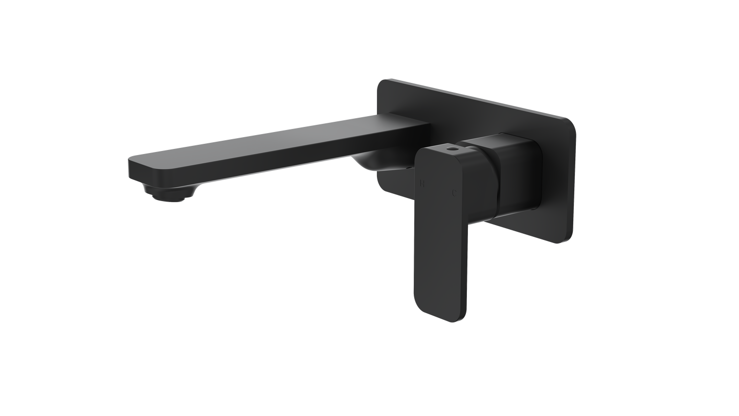 Zia 1-Plate Wall Basin or Bath Mixer Trim Kit - Matte Black