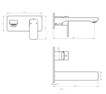 Zia 1-Plate Wall Basin or Bath Mixer Trim Kit - Brushed Nickel
