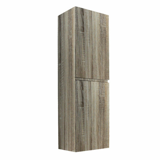 Qubist Wood Grain PVC Filmed - Tall Boy   Vanity - Two Drawers - White Oak - 400mm