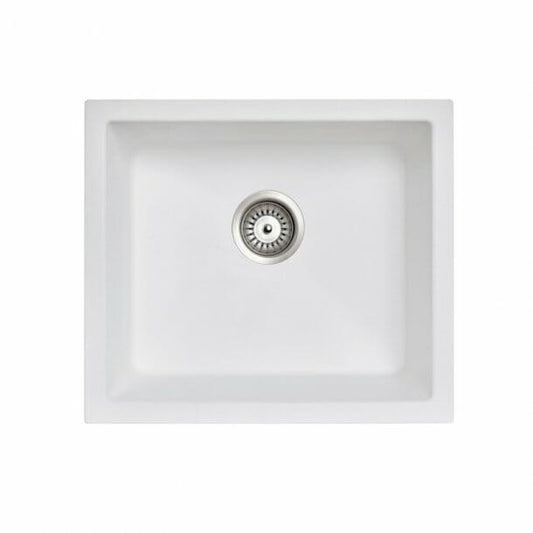 Carysil White Single Bowl Granite  Kitchen/Laundry Sink Top/Flush/Under Mount - 533x457x205mm