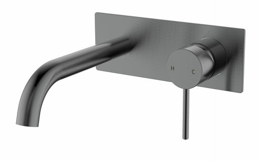 IKON-Hali wall basin Mixer with curved spout - GUN METAL**