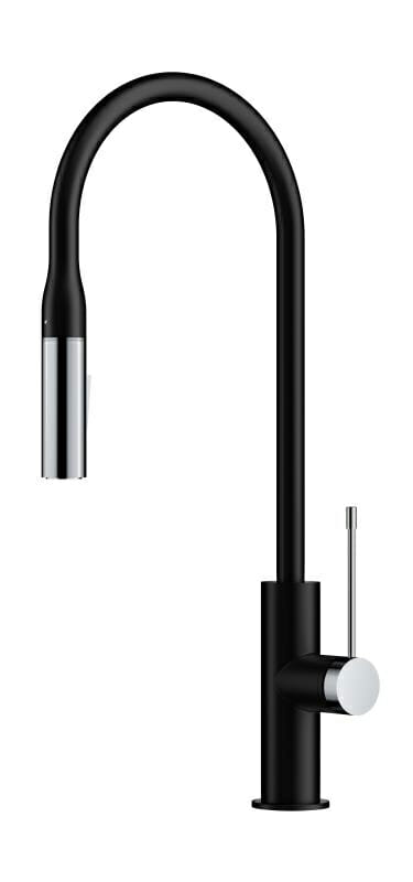 Aziz Pull Out Sink Mixer - Matt Black/Chrome