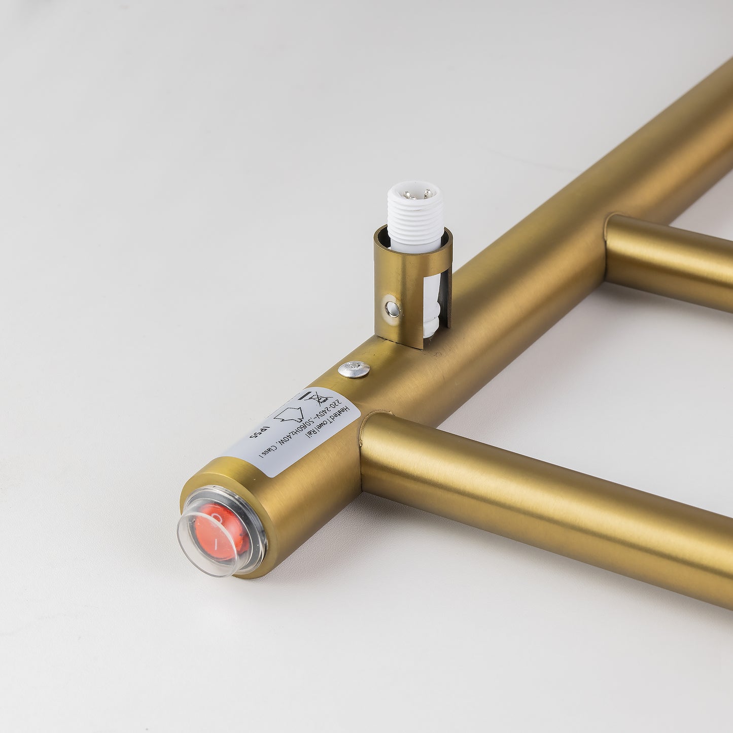 Round Brushed Brass Electric Heated Towel Rack 6 Bars