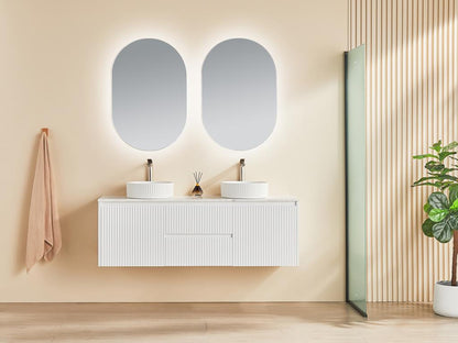 1500mm Brindabella Wall Hung Vanity PVC Center Drawers - Cabinet Only - Single/Double Bowl - Matte White
