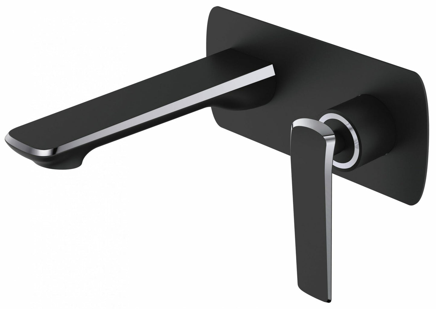 Esperia Matte Black & Chrome Wall Mixer With Spout
