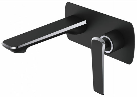 Esperia Matte Black & Chrome Wall Mixer With Spout