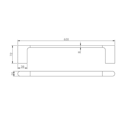 VOG Series Chrome Single Towel Rail 600mm