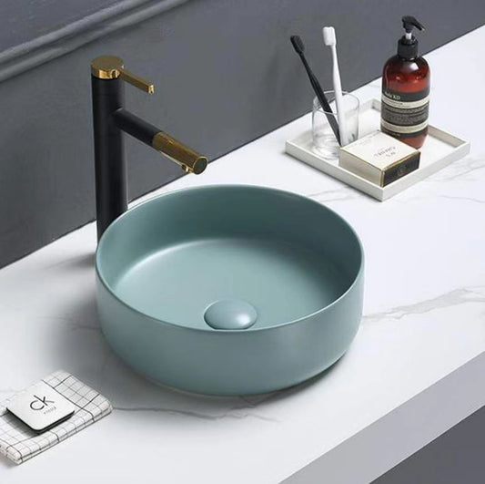 Above Counter Ceramic Basin - Matt Green   - Round - 346mm