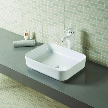Gloss White Round-Edged Rectangle Ceramic   Basin  -  500x400x135mm