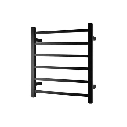 Square Black Electric Heated Towel Rack 6 Bars