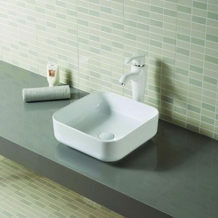 Gloss White Round-Edged Square Ceramic   Basin  -  385x385x140mm
