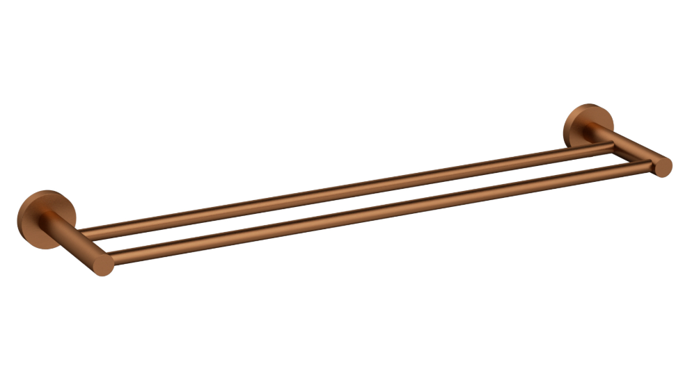 Otus Slimline Double Towel Rail 600mm In Brushed Copper
