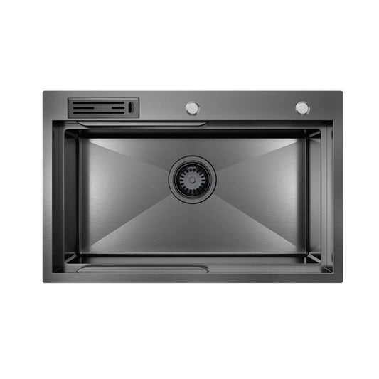 750mm Gun Metal Belle Luxe 1.0 Single Bowl Workstation Kitchen Sink - Slide Lip - Nano Coated 3mm Thick Stainless Steel Panel - Anti-Scratch