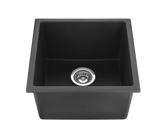 381mm Quartz Undermount Kitchen Sink - Single Bowl - Matte Black