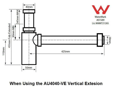 Vertical Extension Pipe for AU4040 - Chrome