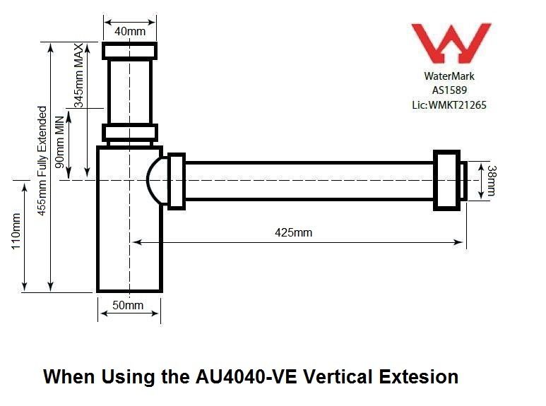 Vertical Extension Pipe for AU4040MB - Matte Black
