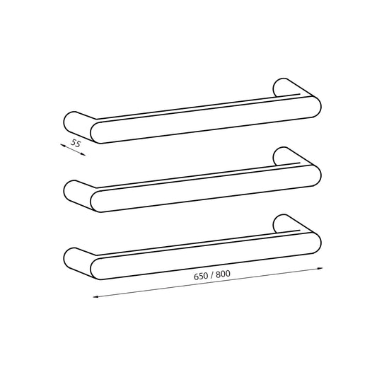 Radiant Polished 650mm NON-HEATED Squ/Rnd Single Bar Towel Rail