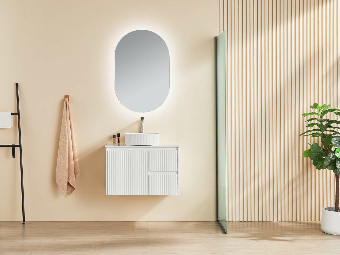 Brindabella Wall Hung Vanity - Right Hand Drawers - Matt White - 750mm