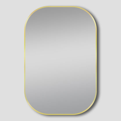 Brushed Gold Rounded Rectangular Framed Mirror