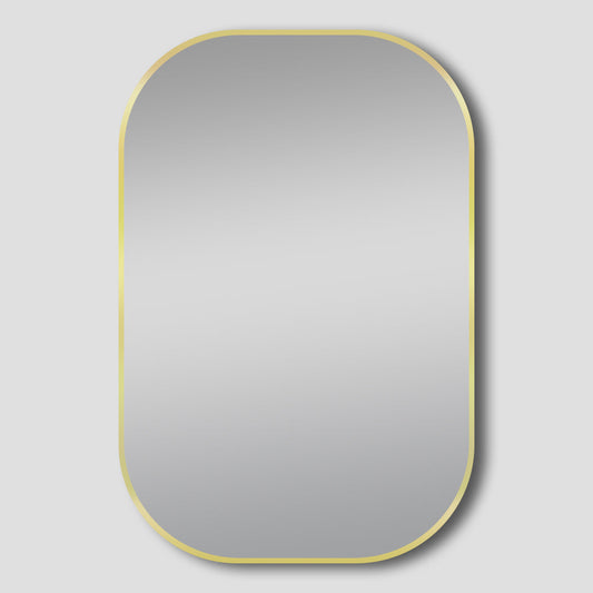 Brushed Gold Rounded Rectangular Framed   Mirror - 450x750x50mm