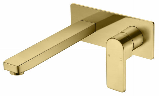 Flores wall basin mixer - Brushed gold