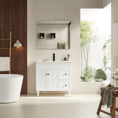 900mm Harrington Floor Vanity PVC Right Side Drawers - Cabinet Only - Matte White