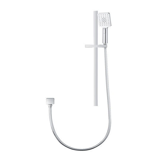 3 Functions Square Chrome Hand held Shower Set With Rail
