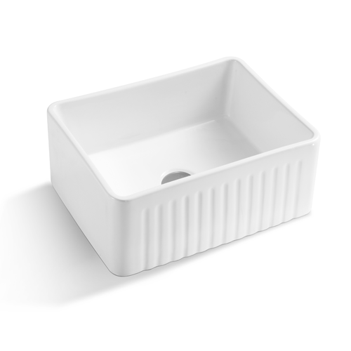 Fermentale Ceramic Kitchen Sink - Single   Bowl - Gloss White - 615x455x256mm