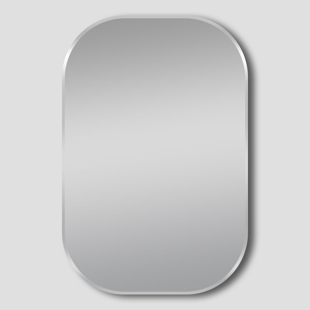 Brushed Nickel Rounded Rectangular Framed   Mirror - 600x900x50mm