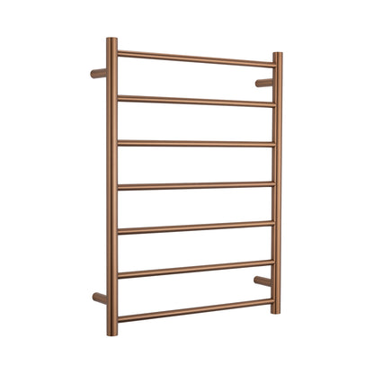Radiant Brushed Bronze 600 x 800mm Round HEATED Towel Rail LEFT