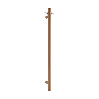 Radiant Vertical Single HEATED Towel Bar 40mm X 950mm Brushed Bronze