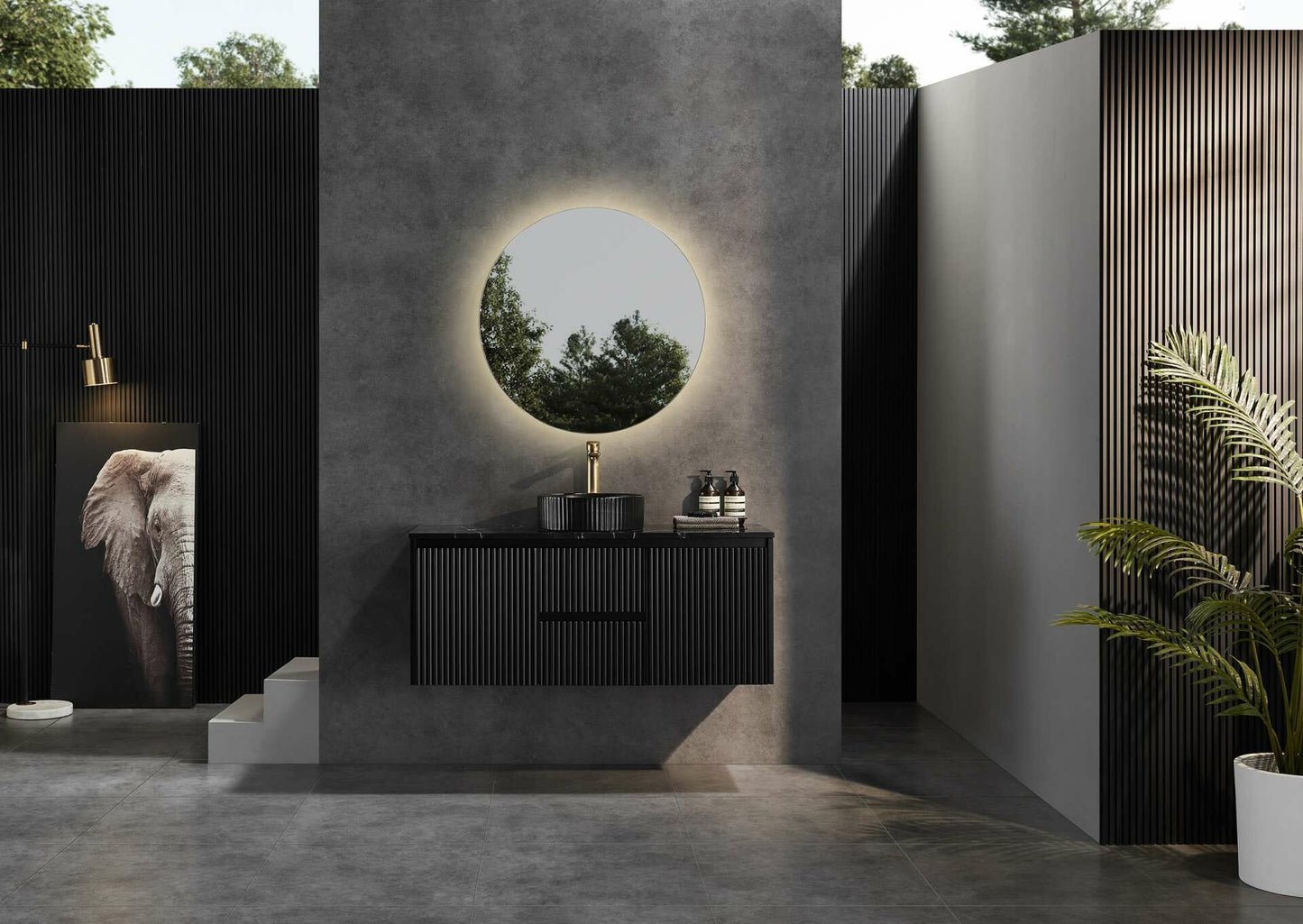 1200mm Brindabella Wall Hung Vanity PVC Center Drawers - Cabinet Only - Single/Double Bowl - Matte Black