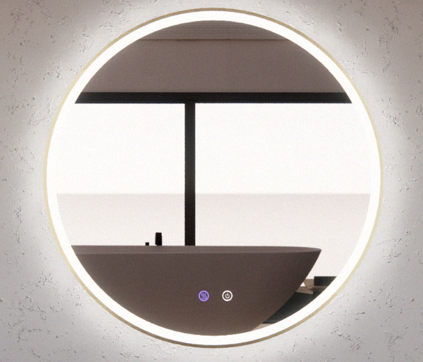 600mm Gold Framed LED Mirror - 600 x 600 x 45