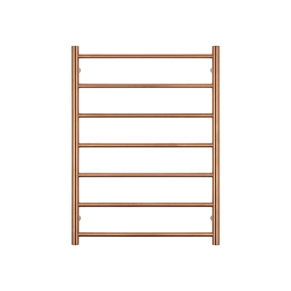 Radiant Brushed Copper 600 x 800mm Round HEATED Towel Rail Right
