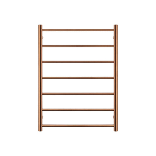 Radiant Brushed Copper 600 x 800mm Round HEATED Towel Rail LEFT