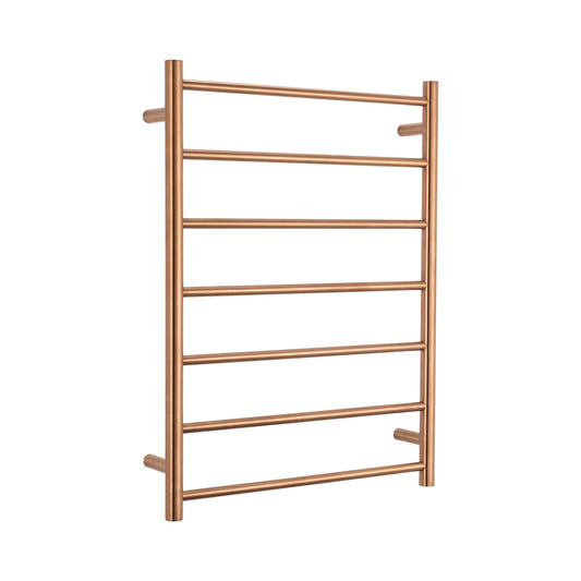 Radiant Brushed Copper 600 x 800mm Round HEATED Towel Rail LEFT