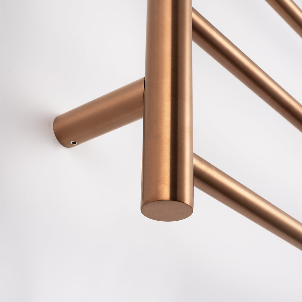 Radiant Brushed Copper 600 x 800mm Round HEATED Towel Rail Right