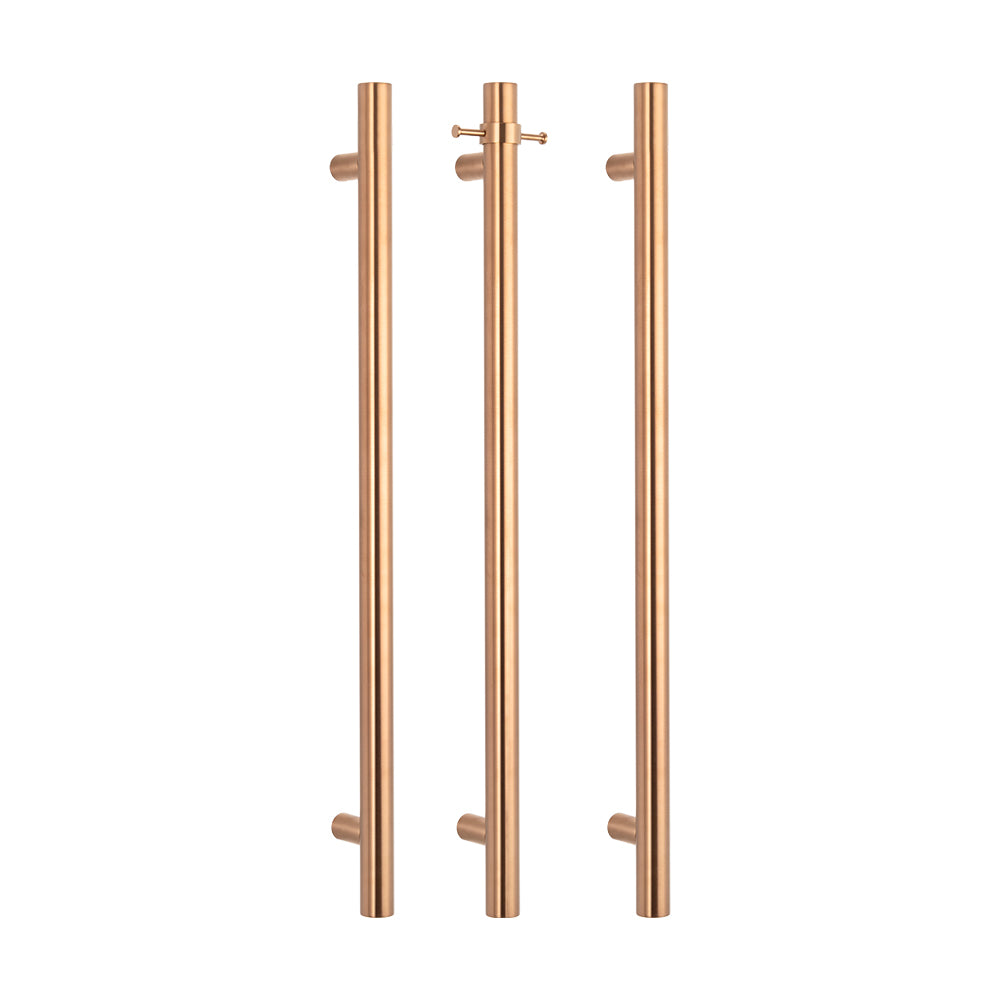 Radiant Brushed Copper Vertical 950mm Round NON-HEATED Single Bar Towel Rail