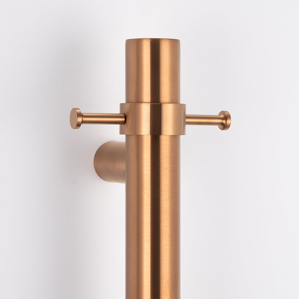 Radiant Brushed Copper Vertical 950mm Round NON-HEATED Single Bar Towel Rail