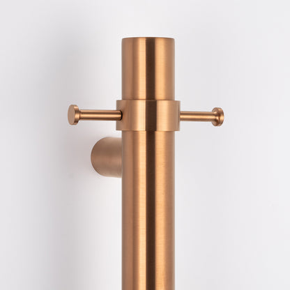 Radiant Vertical Towel Rail Hook for Vertical HEATED Bar Brushed Copper