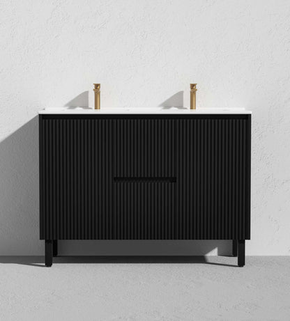 1200mm Brighton Floor Vanity PVC Center Drawers - Cabinet Only - Single/Double Bowl - Matte Black