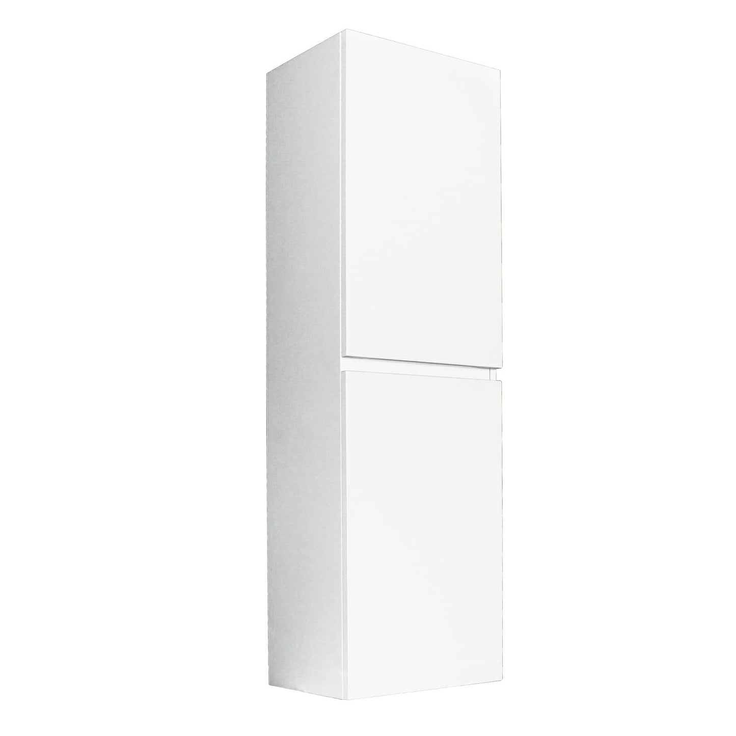 Qubist Wood Grain PVC Filmed - Tall Boy  Vanity - Two Drawers - Gloss White - 400mm