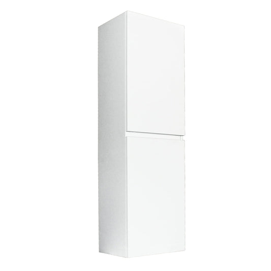 Qubist Wood Grain PVC Filmed - Tall Boy  Vanity - Two Drawers - Gloss White - 400mm