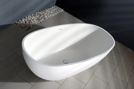 Artificial Stone Freestanding  Bathtub Matt White - 1630mm