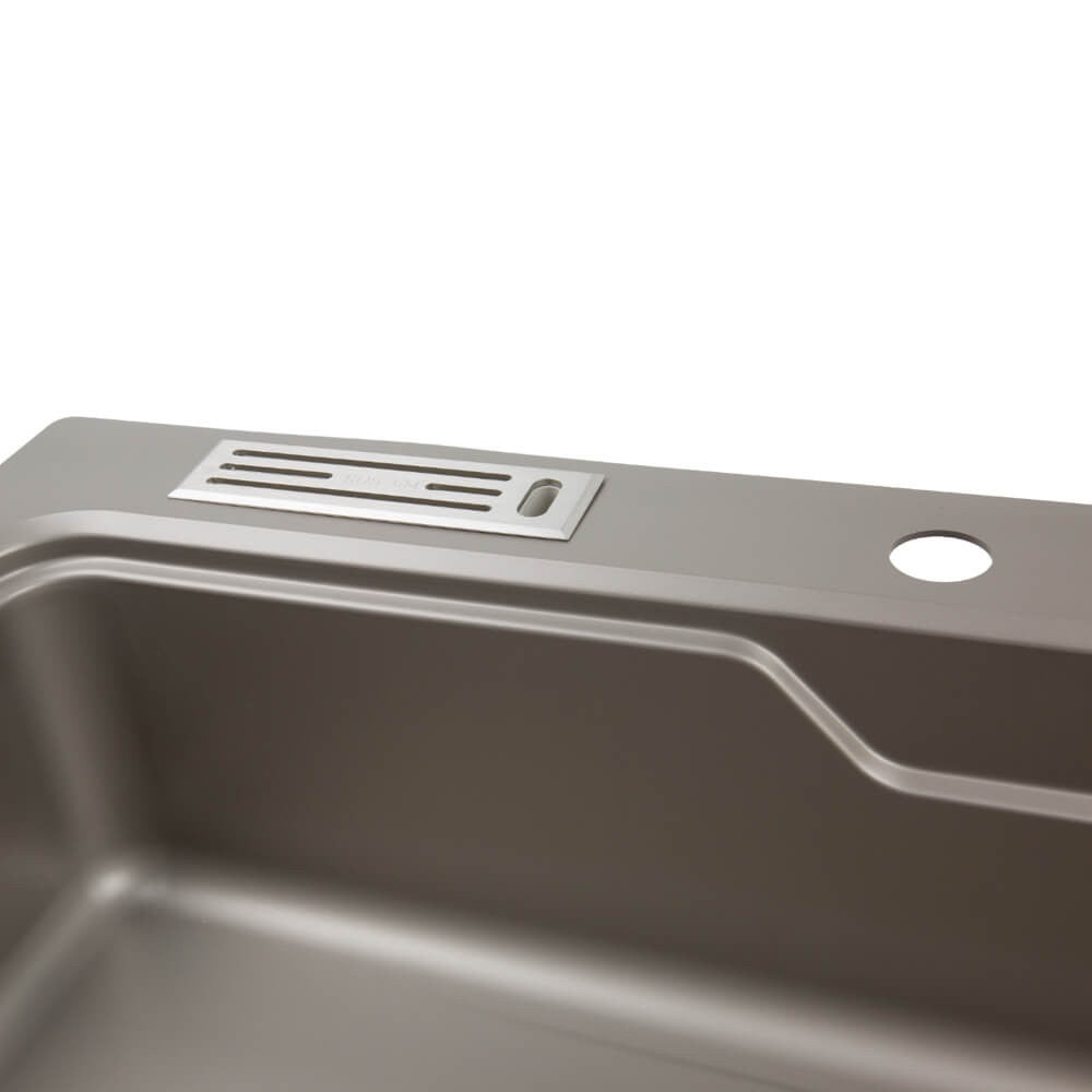 800mm Gun Metal Belle Luxe 2.0 Single Bowl Workstation Kitchen Sink - Dual Step - Nano Coated Stainless Steel Panel - Anti-Scratch