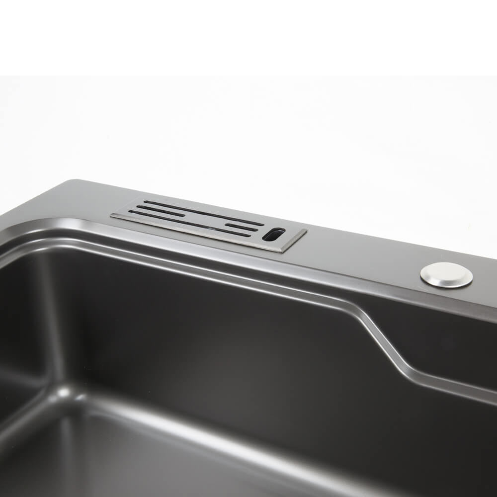 800mm Gun Metal Belle Luxe 2.0 Single Bowl Workstation Kitchen Sink - Dual Step - Nano Coated Stainless Steel Panel - Anti-Scratch