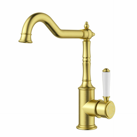 Clasico  Sink Mixer Ceramic handle in Brushed Gold