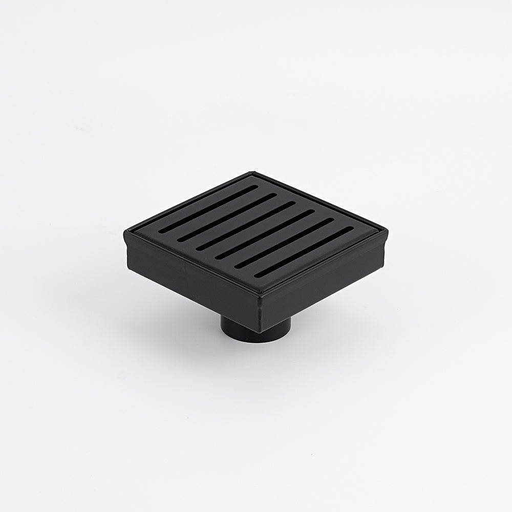 Radiant Slotted Square Shower Grate - 100 mm + 74mm outlet - Matt Black